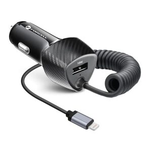 Forcell Carbon USB QC 3.0 18W nabíječka do auta s kabelem Lightning, PD20W CC50-1AL, černá