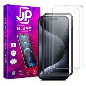 JP Long Pack Tvrzených skel, 3 skla na telefon s aplikátorem, iPhone 15 Pro MAX