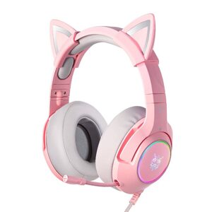 Onikuma K9 Herní sluchátka RGB, růžová