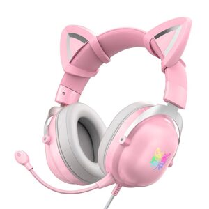 Onikuma X11 Herní sluchátka RGB, růžová