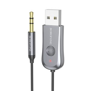 Borofone BC44 Bluetooth audio adaptér - USB na 3,5mm jack, šedý