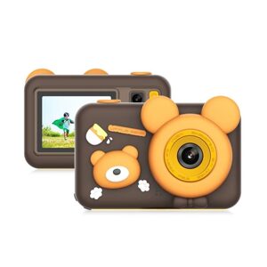 Dětský fotoaparát a kamera D32 Bear se stativem, hnědý