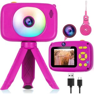 Digitální dětský fotoaparát s funkcí videokamery, se stativem, 1080P HD, režim selfie, růžová