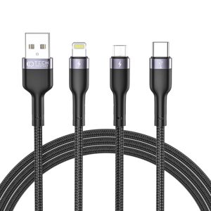 Tech-Protect UltraBoost 3v1 - USB - Micro USB / USB-C / Lightning, 3A, 1,2m, černý