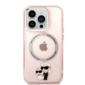 Zadní kryt Karl Lagerfeld IML Karl and Choupette NFT MagSafe pro Apple iPhone 14 Pro Max, růžová
