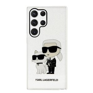 Zadní kryt Karl Lagerfeld IML Glitter Karl and Choupette NFT pro Samsung Galaxy S23 Ultra, transparentní
