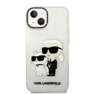 Zadní kryt Karl Lagerfeld IML Glitter Karl and Choupette NFT pro Apple iPhone 14, transparentní
