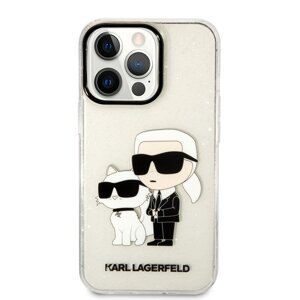 Zadní kryt Karl Lagerfeld IML Glitter Karl and Choupette NFT pro Apple iPhone 13 Pro, transparentní