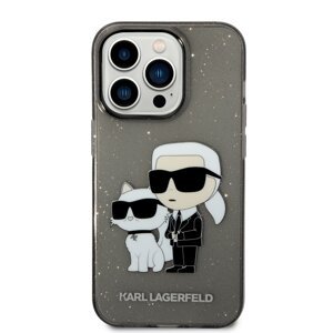 Zadní kryt Karl Lagerfeld IML Glitter Karl and Choupette NFT pro Apple iPhone 14 Pro, černá