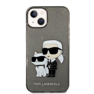 Zadní kryt Karl Lagerfeld IML Glitter Karl and Choupette NFT pro Apple iPhone 14, černá