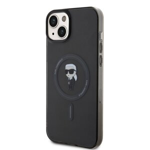 Zadní kryt Karl Lagerfeld IML Ikonik MagSafe pro Apple iPhone 15 Plus, černá