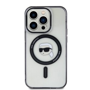 Zadní kryt Karl Lagerfeld IML Karl Head MagSafe pro Apple iPhone 15 Pro, transparentní