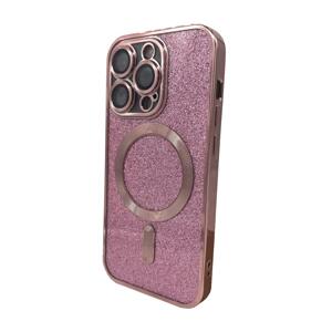 Silikonové TPU pouzdro Mag Glitter Chrome pro iPhone 15 Pro, růžová