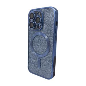 Silikonové TPU pouzdro Mag Glitter Chrome pro iPhone 15 Pro, modrá