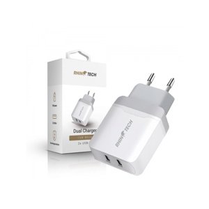 Nabíjecí adaptér RhinoTech LITE duální USB-A 15W, bílá