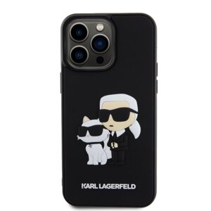 Zadní kryt Karl Lagerfeld 3D Rubber Karl and Choupette pro Apple iPhone 15 Pro Max, black