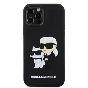 Zadní kryt Karl Lagerfeld 3D Rubber Karl and Choupette pro Apple iPhone 12/12 Pro, black