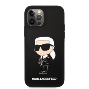 Zadní kryt Karl Lagerfeld Liquid Silicone Ikonik NFT pro Apple iPhone 12/12 Pro, black
