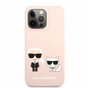 Silikonové pouzdro Karl Lagerfeld and Choupette Liquid KLHCP13LSSKCI pro Apple iPhone 13 Pro, růžová