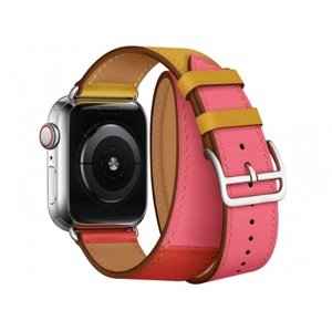 Kožený řemínek COTEetCI Calf Leather Band pro Apple Watch 42/44mm, oranžová-červená-růžová