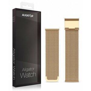 Náhradní kovový řemínek pro Aligator Watch Life 20mm, zlatá