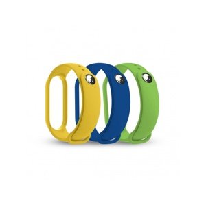 Silikonové řemínky RhinoTech Straps pro Xiaomi Mi Band 6, modrá/žlutá/zelená