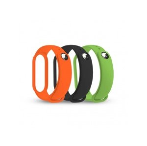 Silikonové řemínky RhinoTech Straps pro Xiaomi Mi Band 3/4, černá/oranžová/zelená