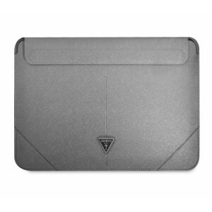 Pouzdro Guess Saffiano Triangle Metal Logo Computer Sleeve 13/14", stříbrná