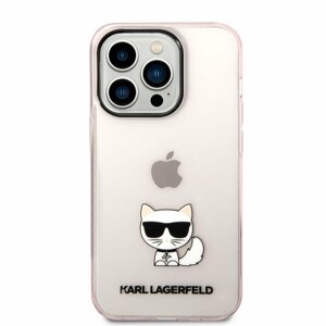 Zadní kryt Karl Lagerfeld Choupette Logo pro Apple iPhone 14 Pro Max, růžová
