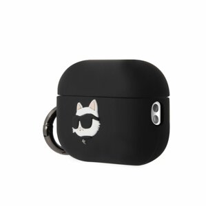 Silikonové pouzdro Karl Lagerfeld 3D Logo Choupette pro Airpods Pro2, black
