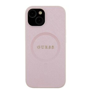 Ochranný kryt Guess PU Saffiano MagSafe pro Apple iPhone 15, růžová