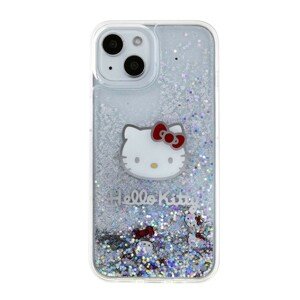 Zadní kryt Hello Kitty Liquid Glitter Electroplating Head Logo pro Apple iPhone 15, transparentní