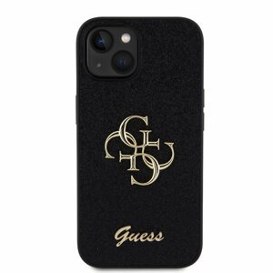 Zadní kryt Guess PU Fixed Glitter 4G Metal Logo pro Apple iPhone 13, černá
