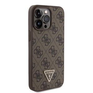 Zadní kryt Guess PU 4G Strass Triangle Metal Logo pro Apple iPhone 15 Pro Max, brown