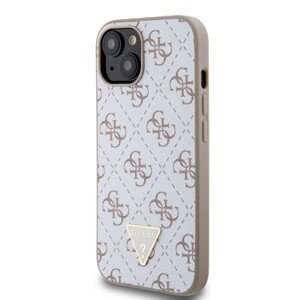 Zadní kryt Guess PU Leather 4G Triangle Metal Logo pro Apple iPhone 15, white