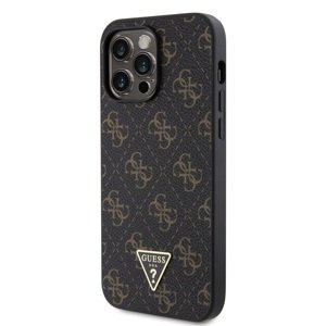 Zadní kryt Guess PU Leather 4G Triangle Metal Logo pro Apple iPhone 14 Pro Max, black