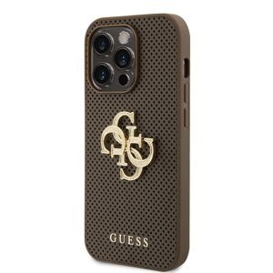 Zadní kryt Guess PU Perforated 4G Glitter Metal Logo pro Apple iPhone 15 Pro Max, taupe