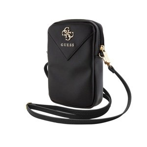 Taška Guess PU Grained 4G Metal Logo Wallet Phone Bag Zipper, černá