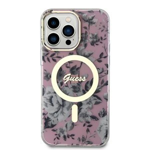 Zadní kryt Guess PC/TPU Flowers IML MagSafe pro Apple iPhone 13 Pro Max, růžová