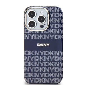 Zadní kryt DKNY PC/TPU Repeat Pattern Tonal Stripe Magsafe pro Apple iPhone 15 Pro, modrá