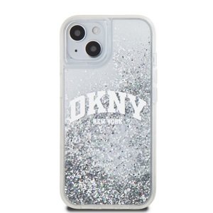 Zadní kryt DKNY Liquid Glitter Arch Logo pro Apple iPhone 14, transparentní