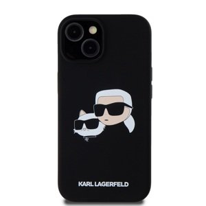 Zadní kryt Karl Lagerfeld Liquid Silicone Double Heads Magsafe pro Apple iPhone 15 Pro Max, černá
