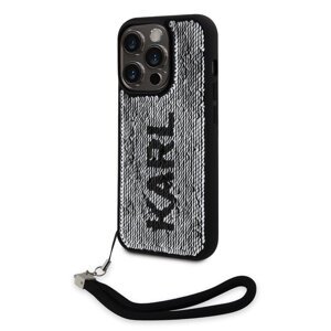 Zadní kryt Karl Lagerfeld Sequins Reversible pro Apple iPhone 15 Pro Max, černá stříbrná