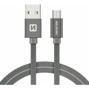 Datový kabel Swissten Textile USB / microUSB 0,2m, grey
