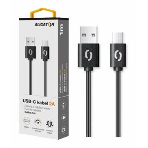 Datový a nabíjecí kabel ALIGATOR 2A, USB-C, 2m, black