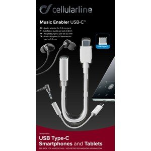Adaptér Cellularline Music Enabler USB-C /3,5 mm jack, bílý