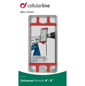Silikonový držák Cellularline Bike Holder pro mobilní telefony na řídítka, červený