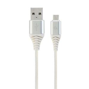 Datový kabel CABLEXPERT USB 2.0, MicroUSB, 1m, opletený, bílo-stříbrná