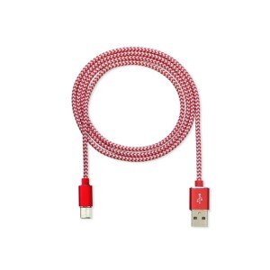 Datový kabel CUBE1 nylon USB > USB-C, 2m, červená