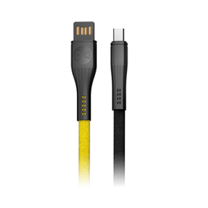 Datový kabel Forever Core UBC-C 1m 3A textilní plochý, žlutá / černá